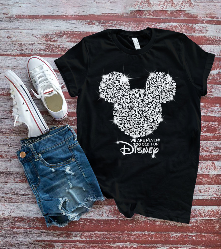 We Are Never Too Old For Disney Mickey Head Floral T-Shirt