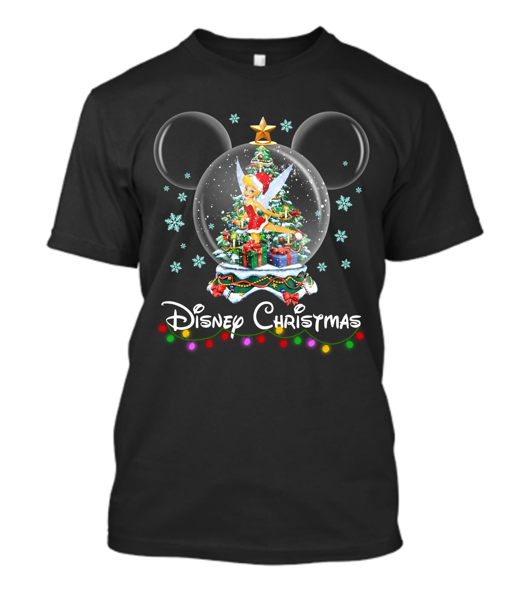 Disney Christmas Tinker Bell Mickey Snow Globe T-Shirt