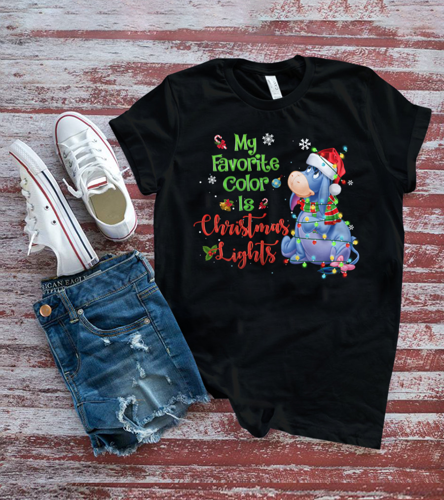 My Favorite Color Is Christmas Lights Eeyore Holiday Theme T-Shirt