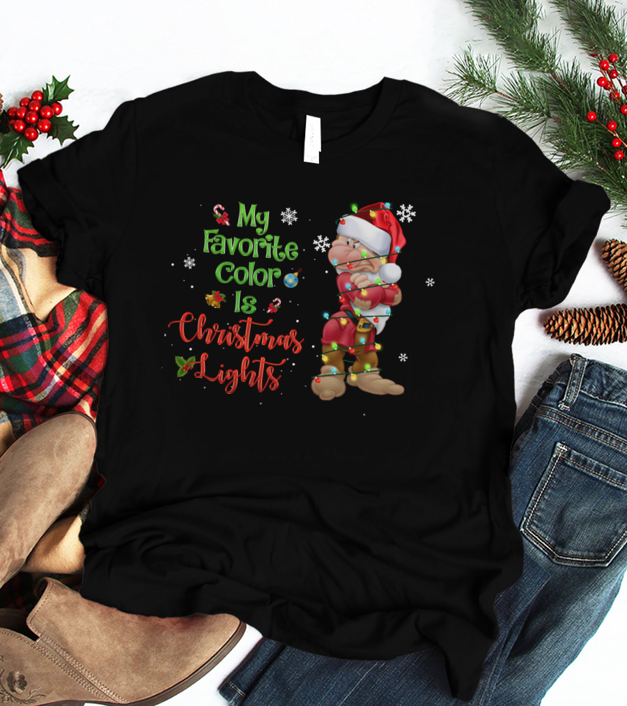 My Favorite Color Is Christmas Lights Grumpy T-Shirt
