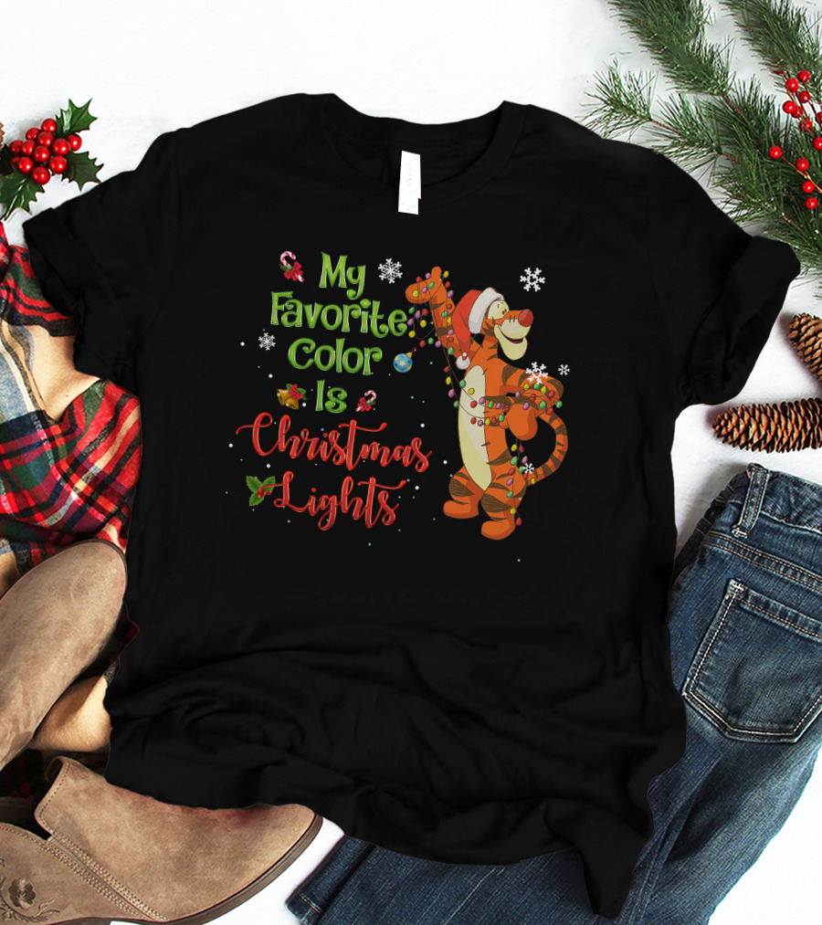 My Favorite Color Is Christmas Lights Tigger T-Shirt