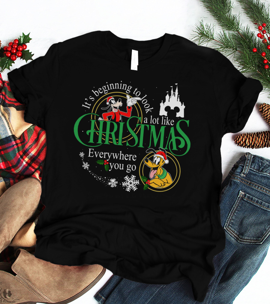 It's Beginning To Look A Lot Like Christmas Everywhere You Go Goofy Pluto T-Shirt