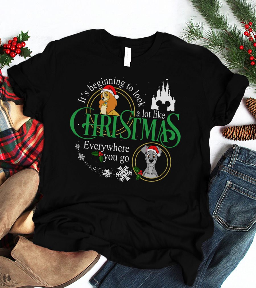 It's Beginning To Look A Lot Like Christmas Everywhere You Go Lady And The Tramp T-Shirt