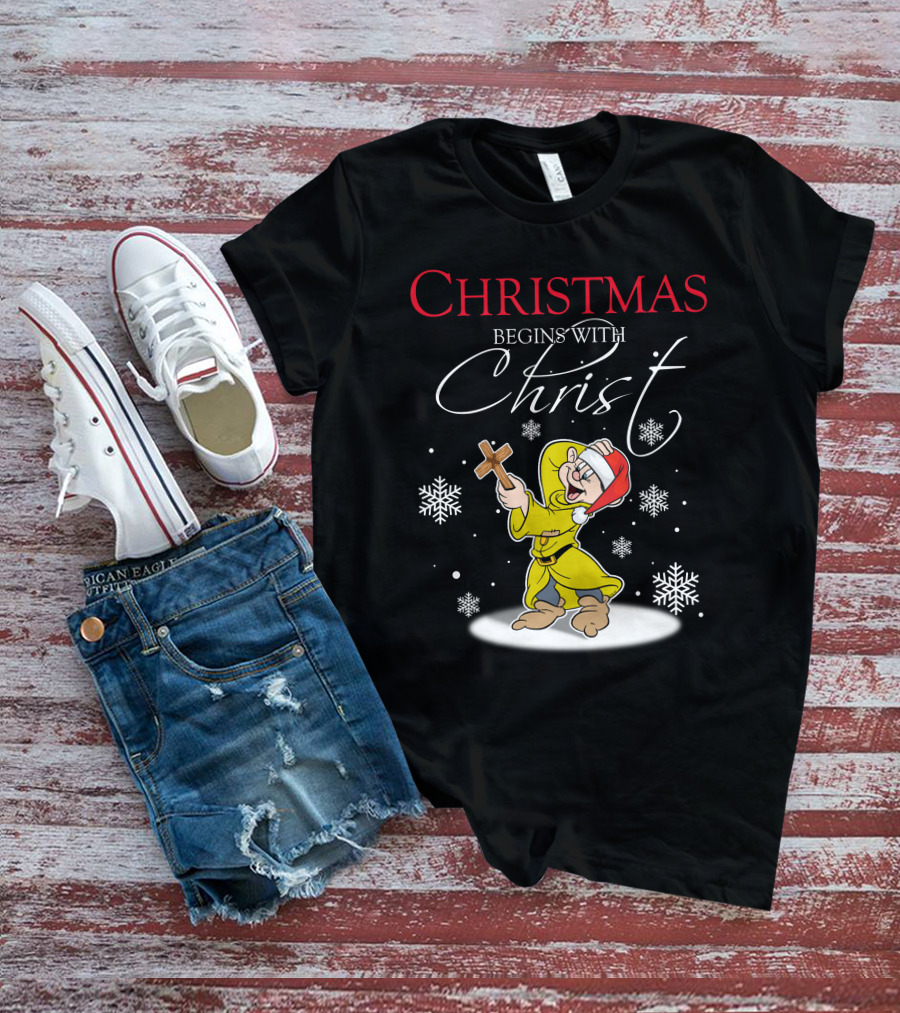 Christmas Begins With Christ Dopey Snowflakes T-Shirt