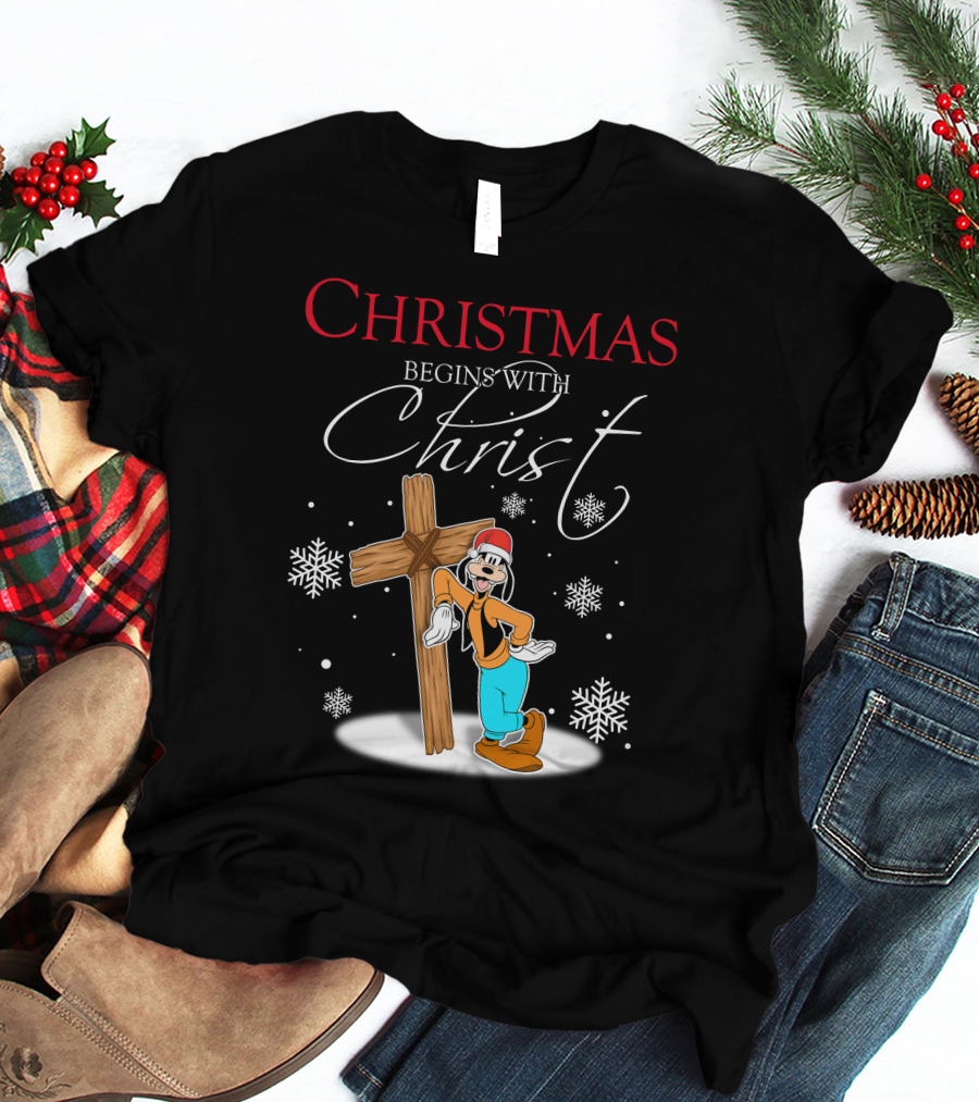 Christmas Begins With Christ Goofy Snowflakes T-Shirt