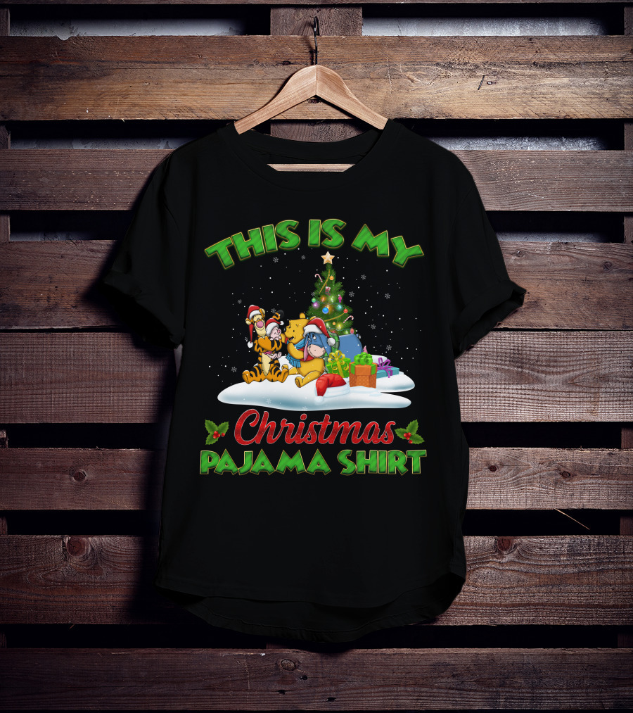 This Is My Christmas Pajama Shirt Winnie The Pooh Tigger Eeyore Christmas Tree T-Shirt