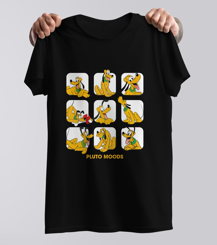 Pluto Moods Cartoon Character Expressions Collection T-Shirt
