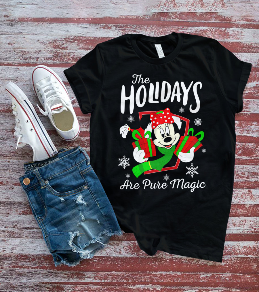 The Holidays Are Pure Magic Minnie Mouse Gift Snowflakes T-Shirt
