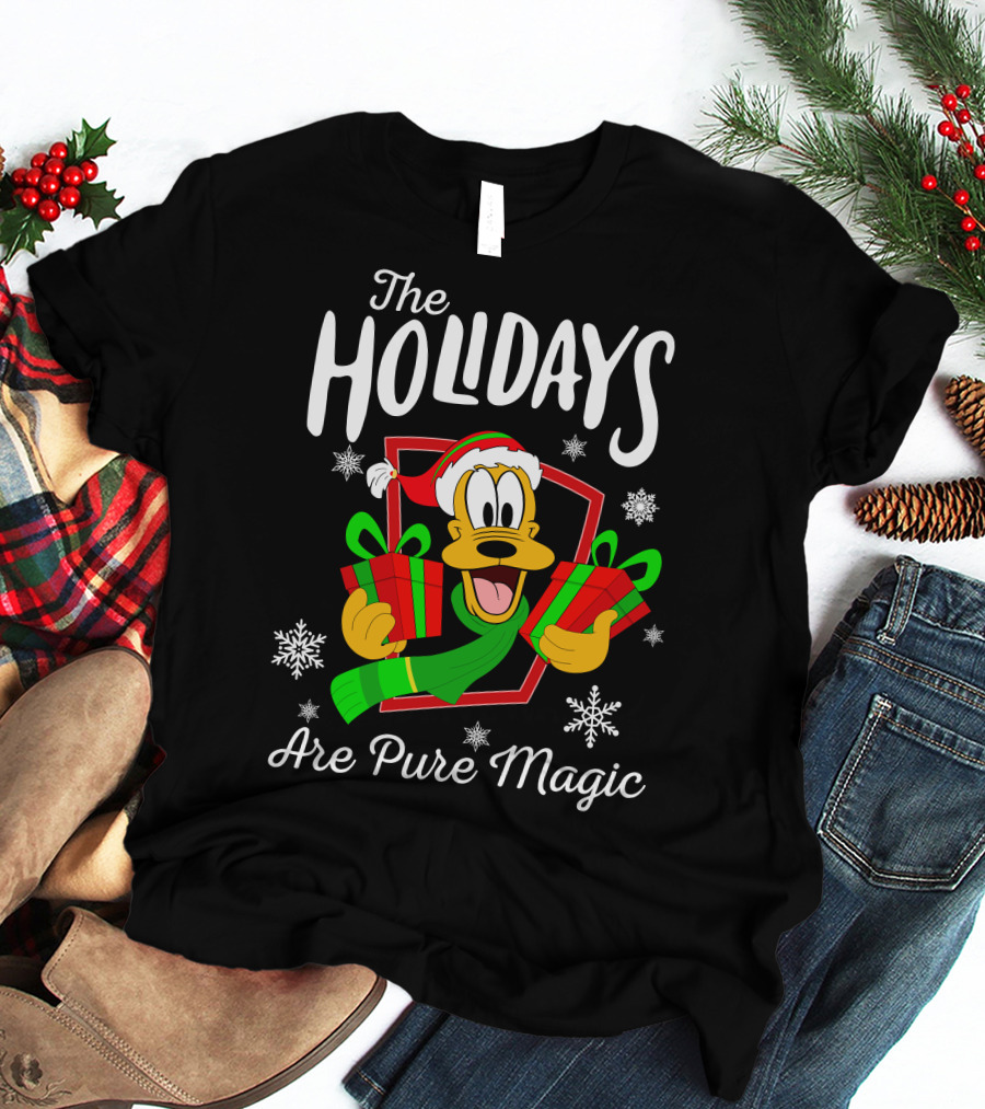 Pluto The Holidays Are Pure Magic Christmas Disney T-Shirt
