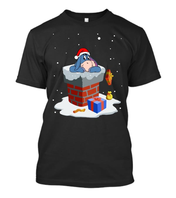 Eeyore Santa Chimney Christmas Gifts Snowflakes T-Shirt