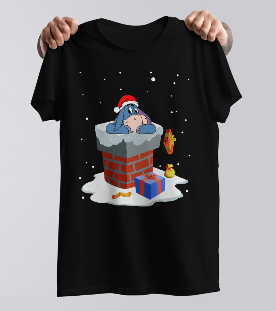 Eeyore Santa Chimney Christmas Gifts Snowflakes T-Shirt