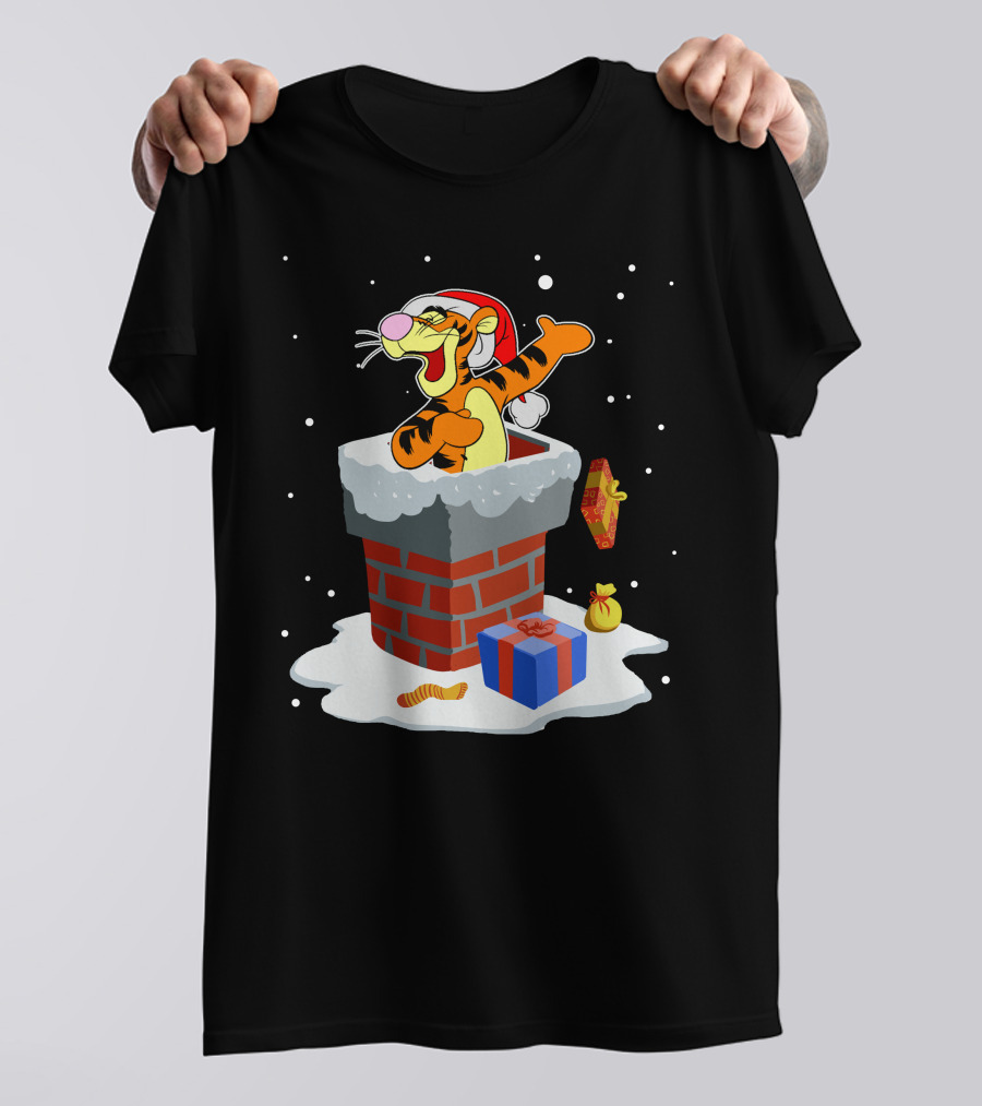 Tigger Santa Chimney Christmas Snow Gifts T-Shirt