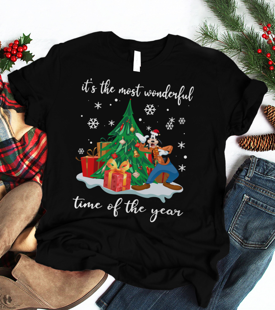 It's The Most Wonderful Time Of The Year Goofy Christmas Tree Snowflakes T-Shirt