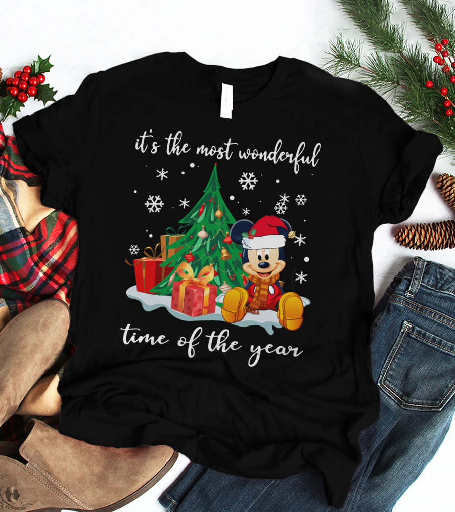 It's The Most Wonderful Time Of The Year Mickey Christmas Tree Gifts Snowflakes T-Shirt