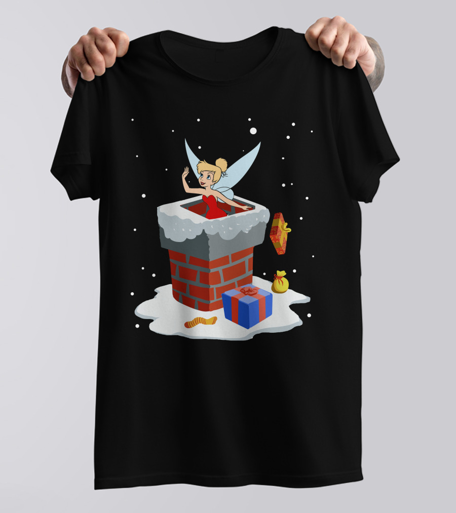 Tinker Bell Christmas Chimney Gifts Snowflakes T-Shirt