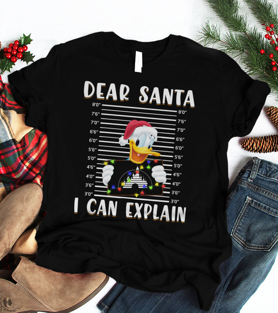 Dear Santa I Can Explain Donald Duck Christmas Mugshot T-Shirt