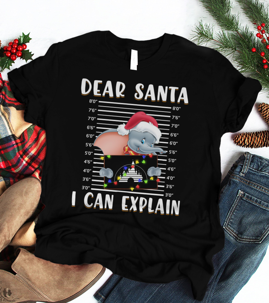 Dear Santa I Can Explain Dumbo Mugshot Christmas T-Shirt