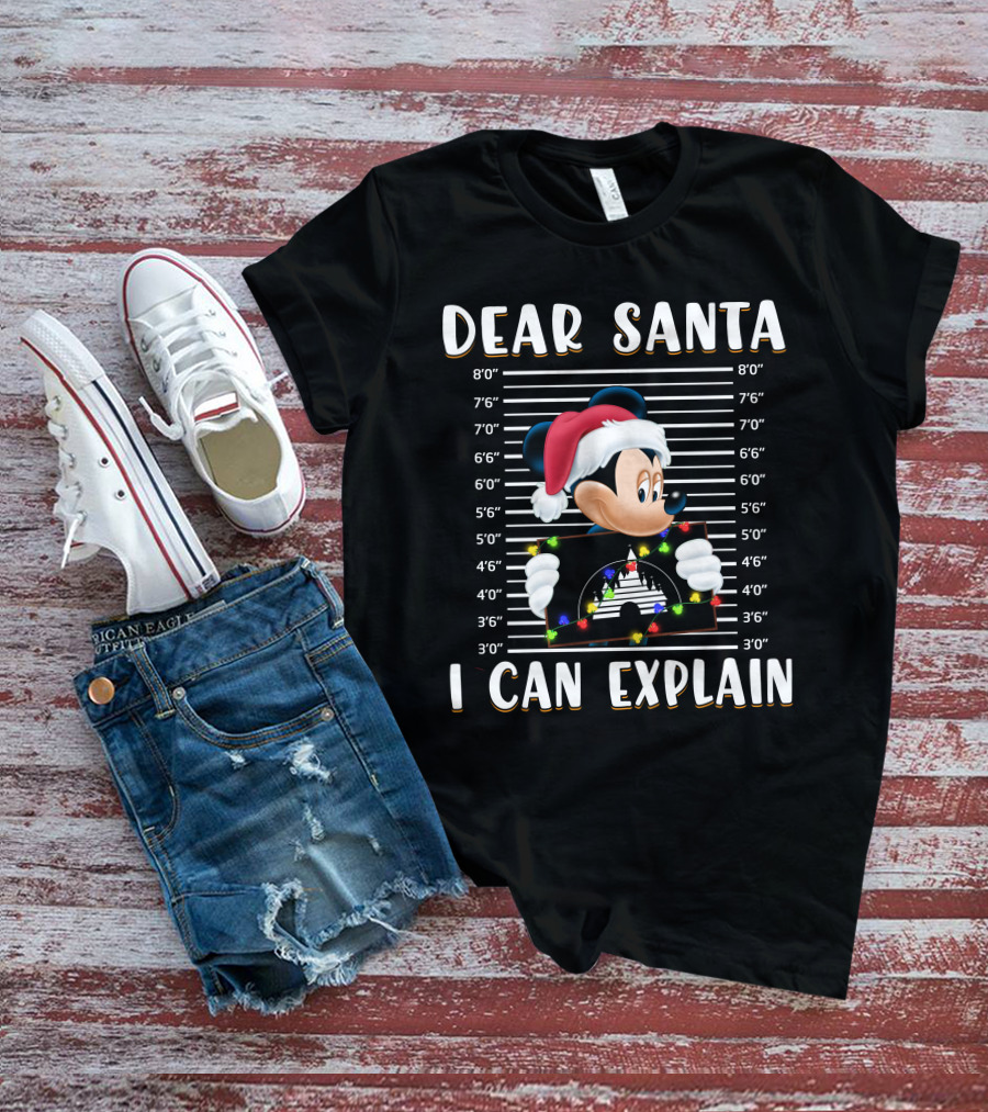 Dear Santa I Can Explain Mickey Christmas Mugshot T-Shirt