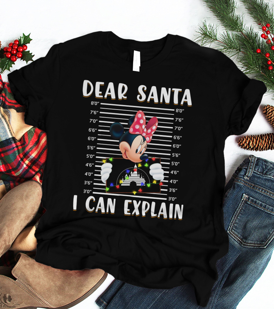 Dear Santa I Can Explain Minnie Mouse Holiday Mugshot T-Shirt