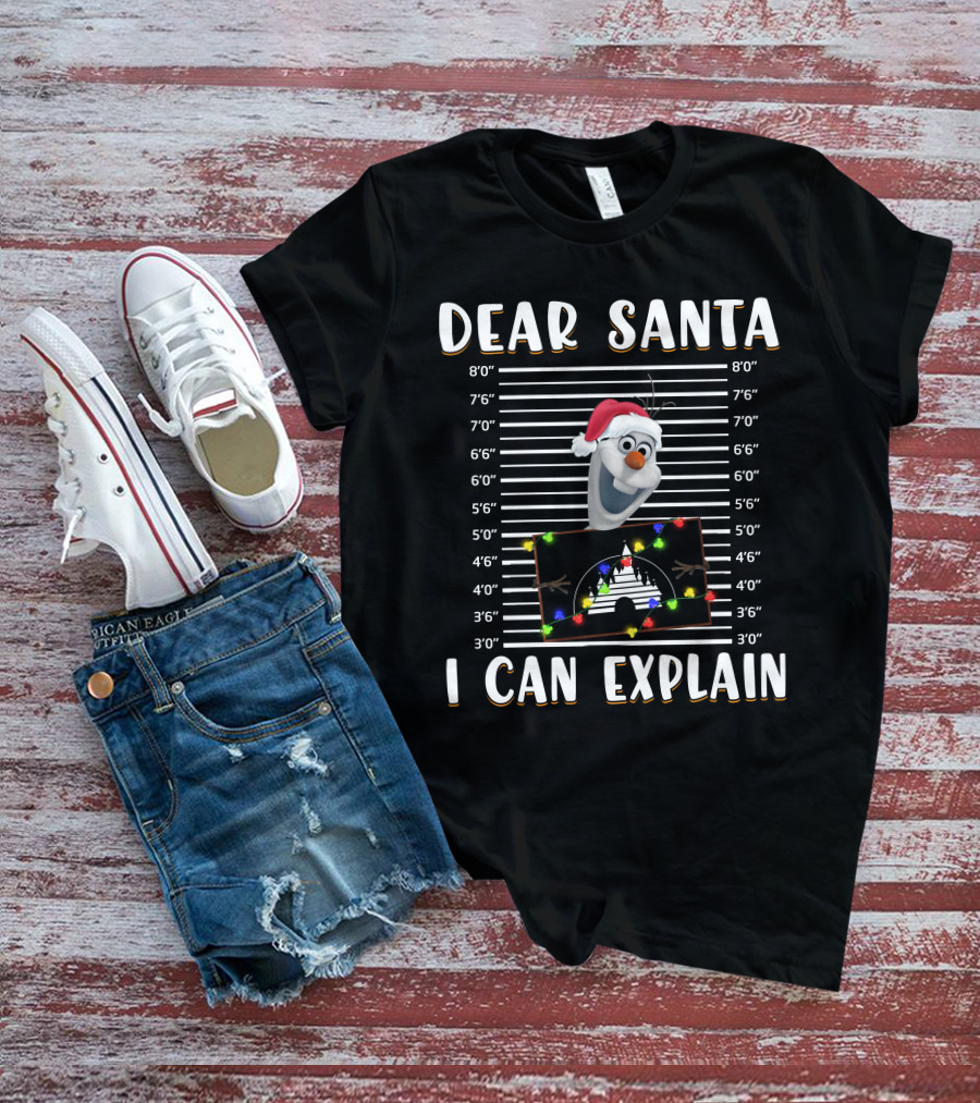 Dear Santa Olaf I Can Explain Christmas Disney Mugshot T-Shirt
