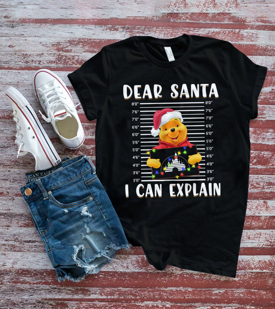 Dear Santa I Can Explain Pooh Christmas Mugshot T-Shirt