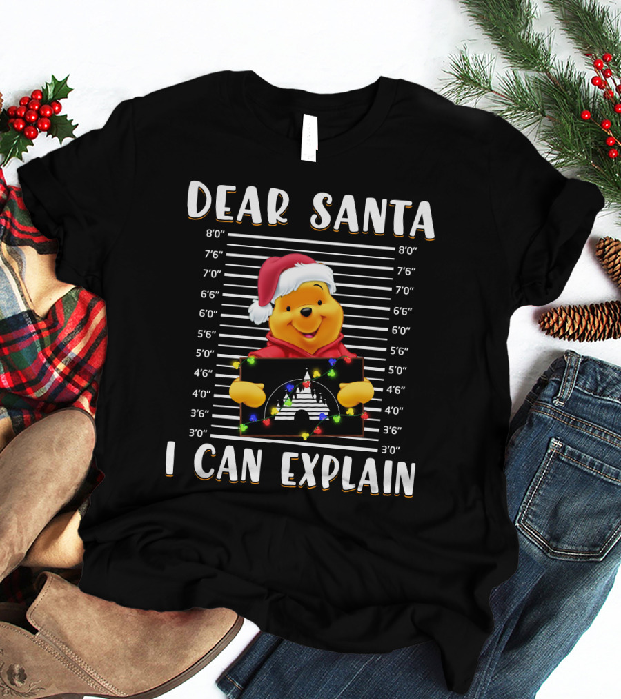 Dear Santa I Can Explain Pooh Christmas Mugshot T-Shirt