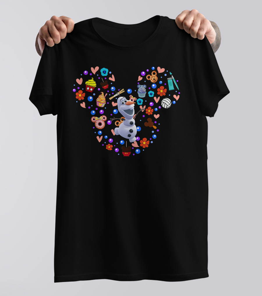 Olaf Disney Mickey Mouse Treats And Flowers T-Shirt