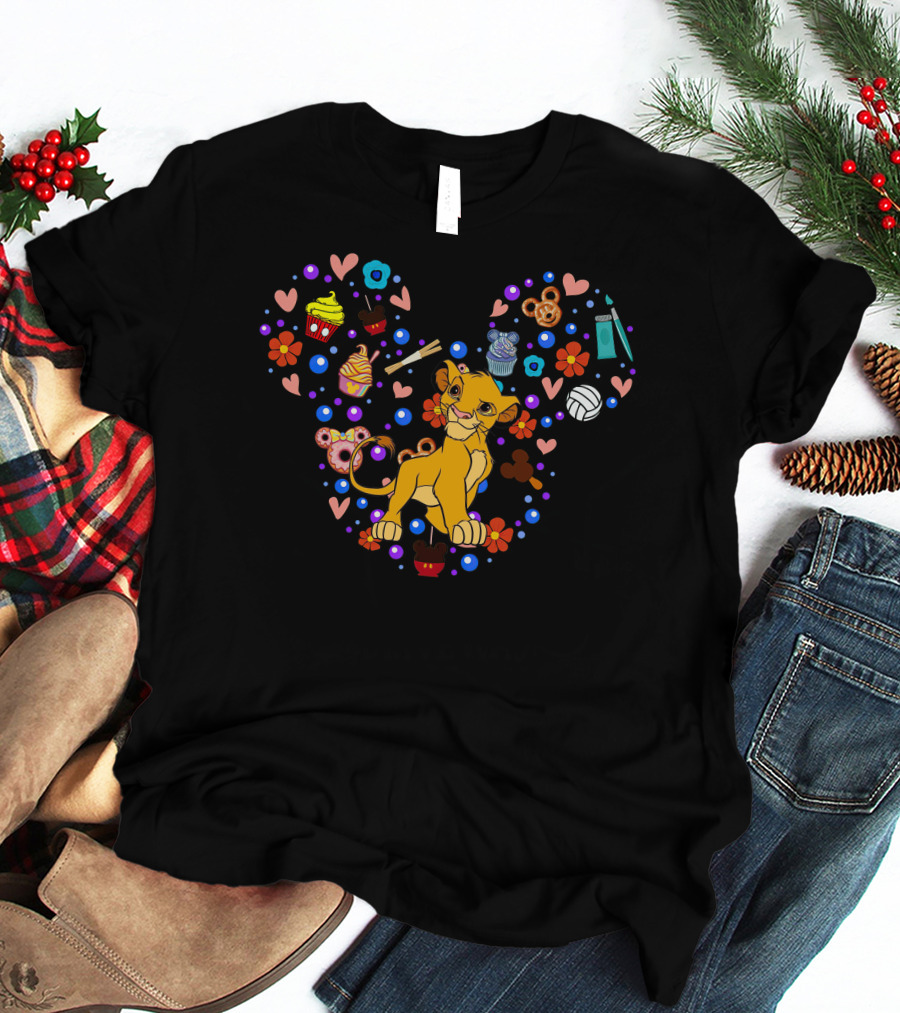 Simba Heart With Snacks And Hearts T-Shirt