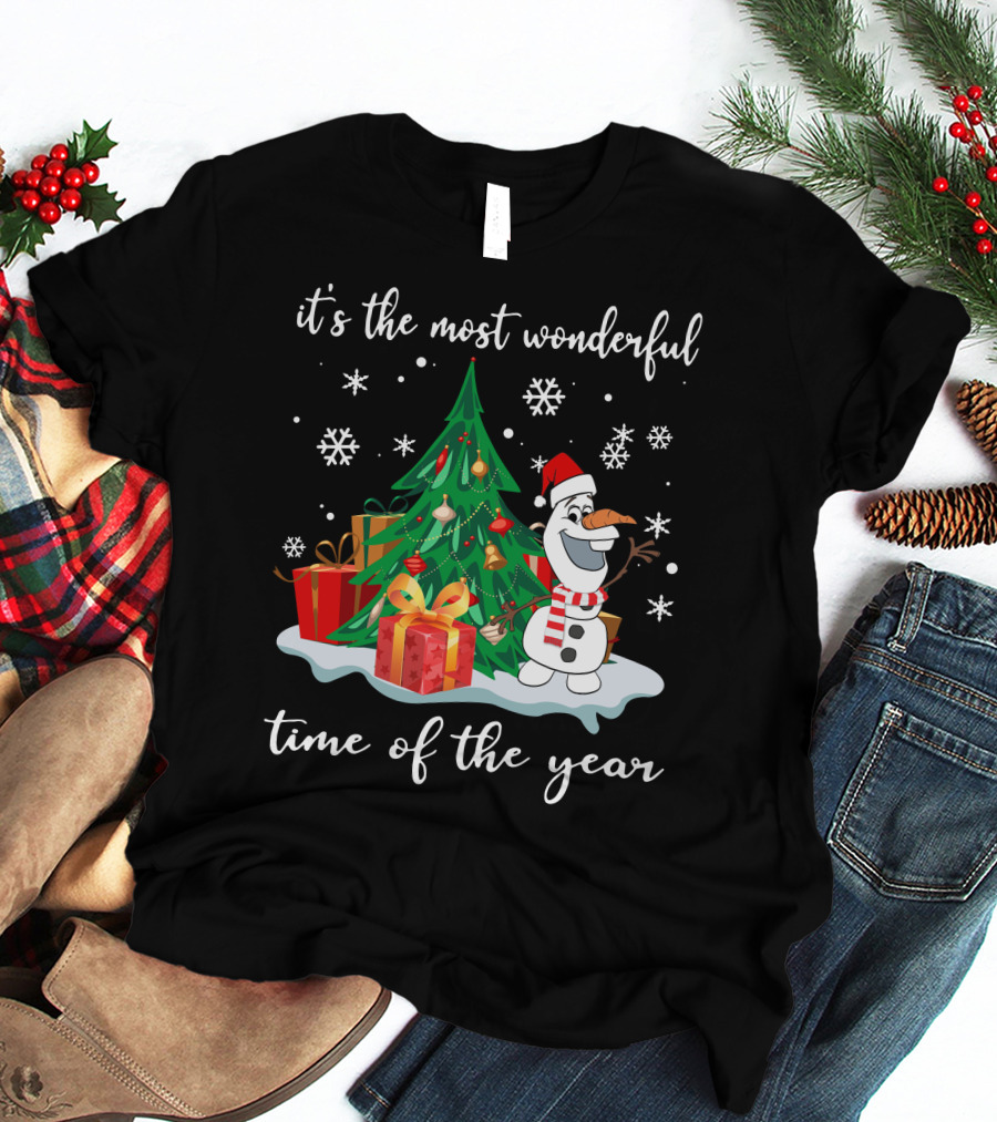 It's The Most Wonderful Time Of The Year Olaf Christmas Tree Snowman T-Shirt