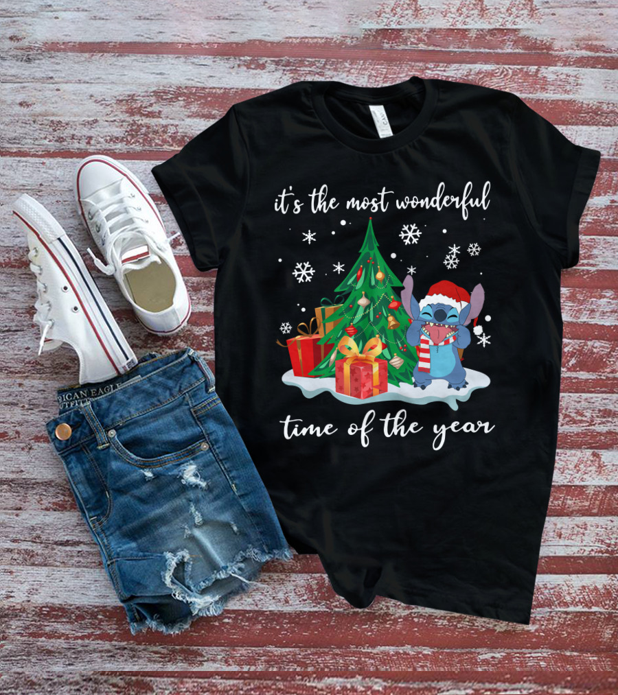 It's The Most Wonderful Time Of The Year Stitch Christmas Tree And Presents T-Shirt