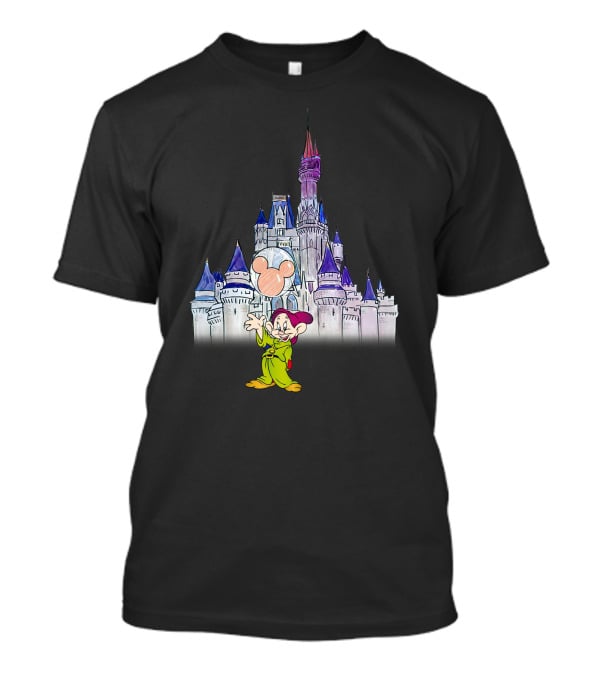 Dopey At Disney Castle With Mickey Balloon T-Shirt