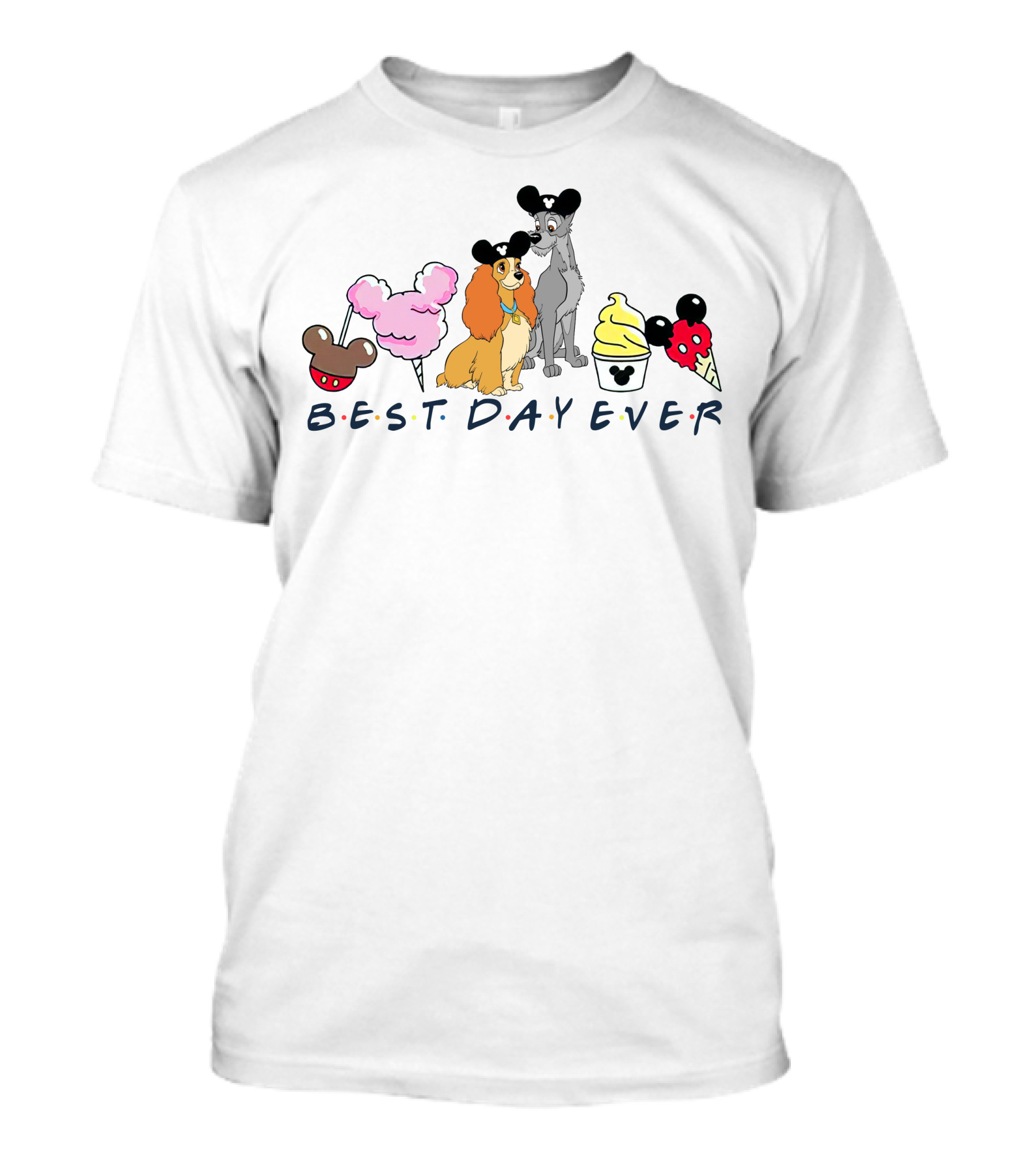 Lady And The Tramp Best Day Ever Mickey Ears Cupcake Ice Cream Cotton Candy T-Shirt