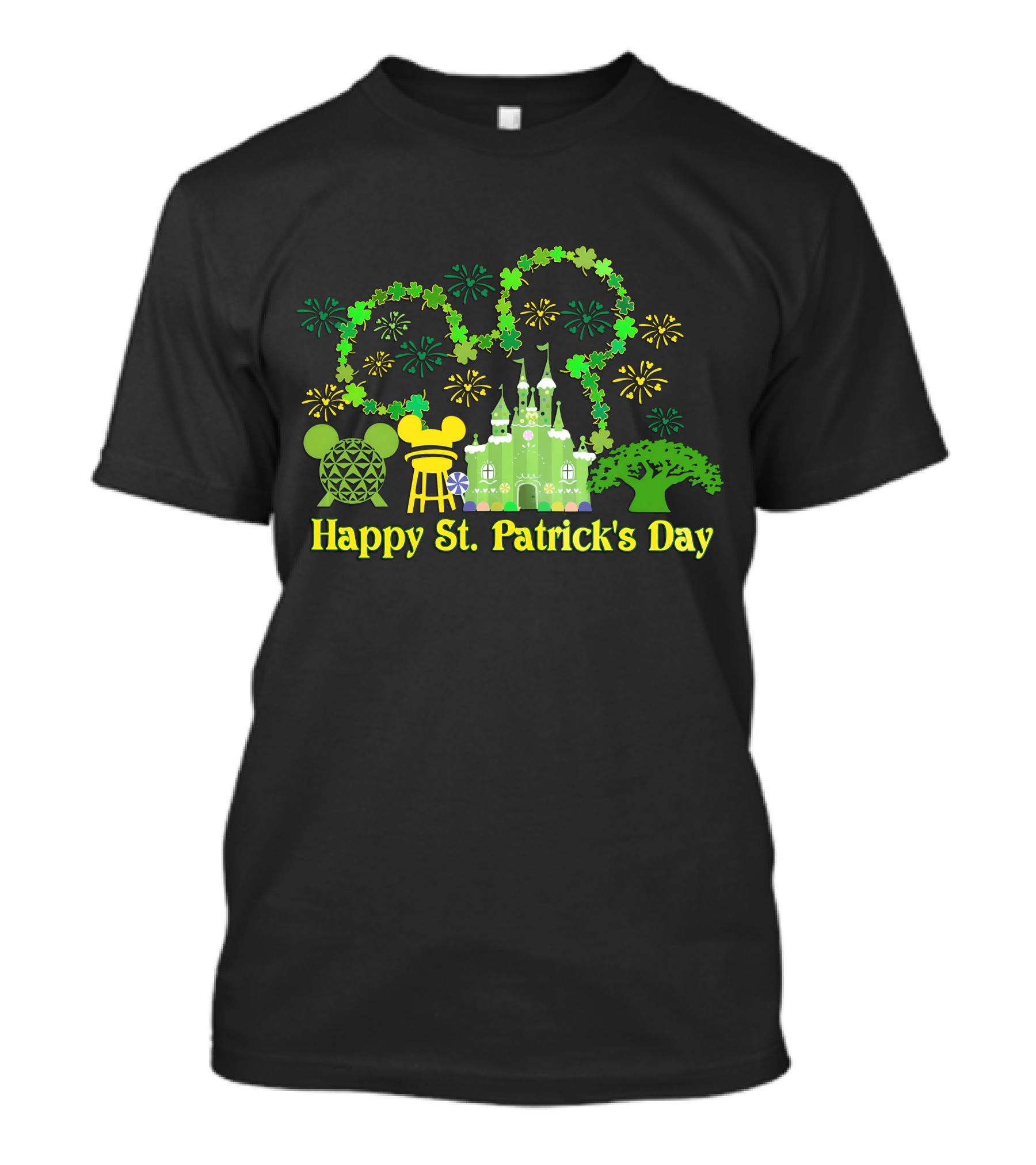 Happy St. Patrick's Day At Disney With Icons And Castles T-Shirt