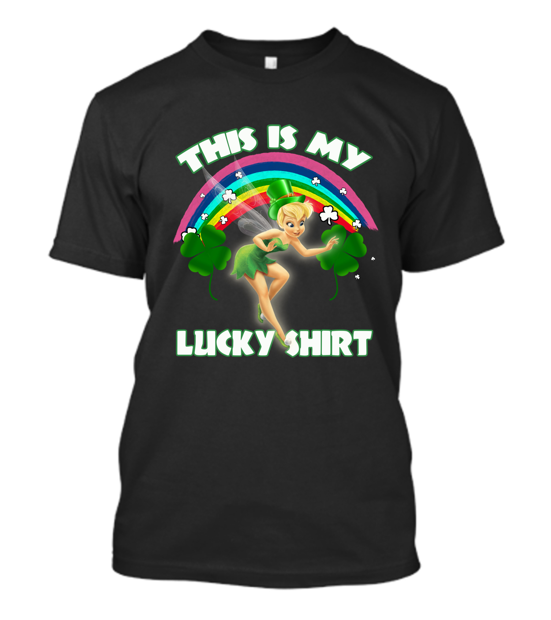 Tinker Bell This Is My Lucky Shirt Rainbow Shamrocks T-Shirt