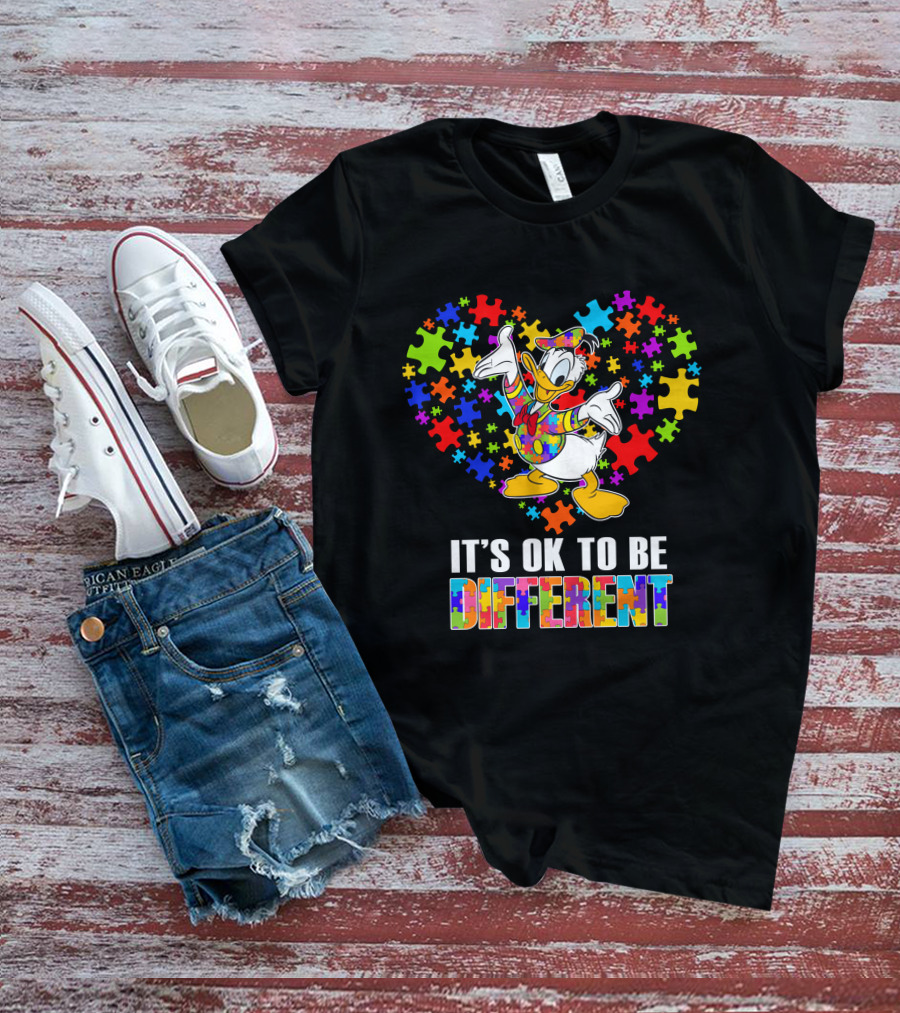 It's Ok To Be Different Donald Duck Autism Awareness T-Shirt