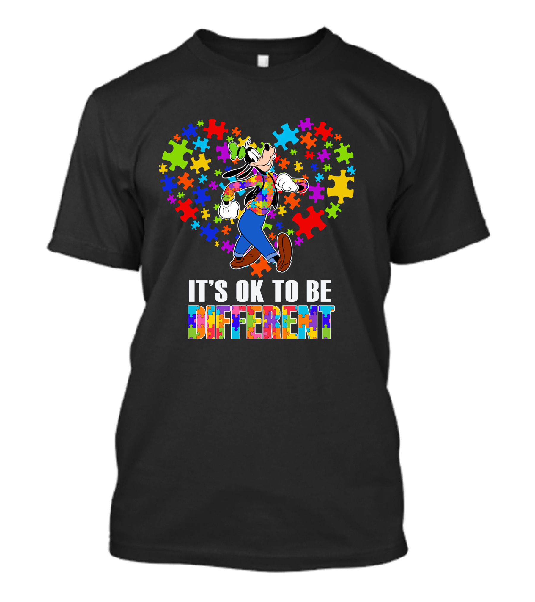 It's Ok To Be Different Goofy Puzzle Heart T-Shirt