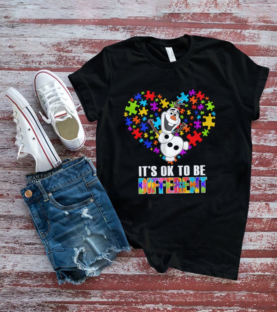 Olaf It's Ok To Be Different Puzzle Heart T-Shirt
