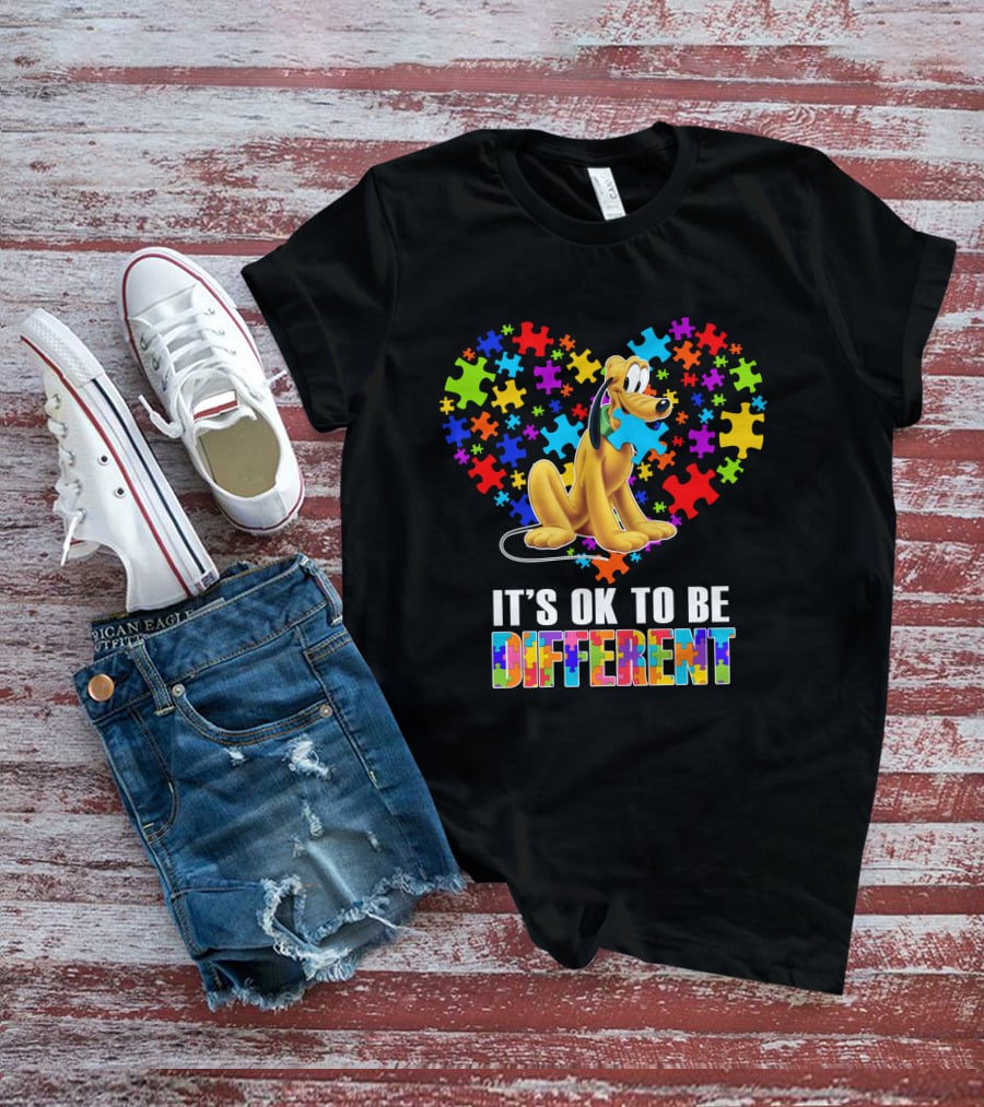 It's Ok To Be Different Pluto Puzzle Heart T-Shirt