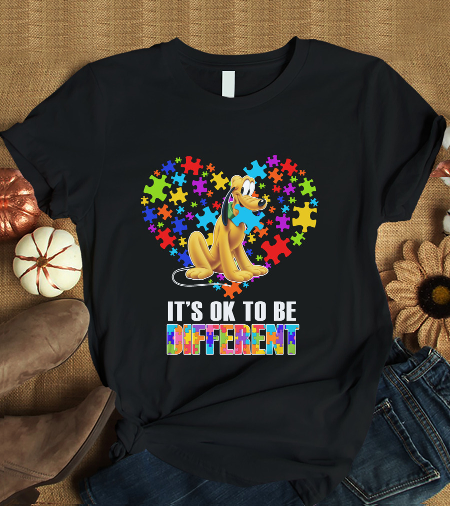 It's Ok To Be Different Pluto Puzzle Heart T-Shirt