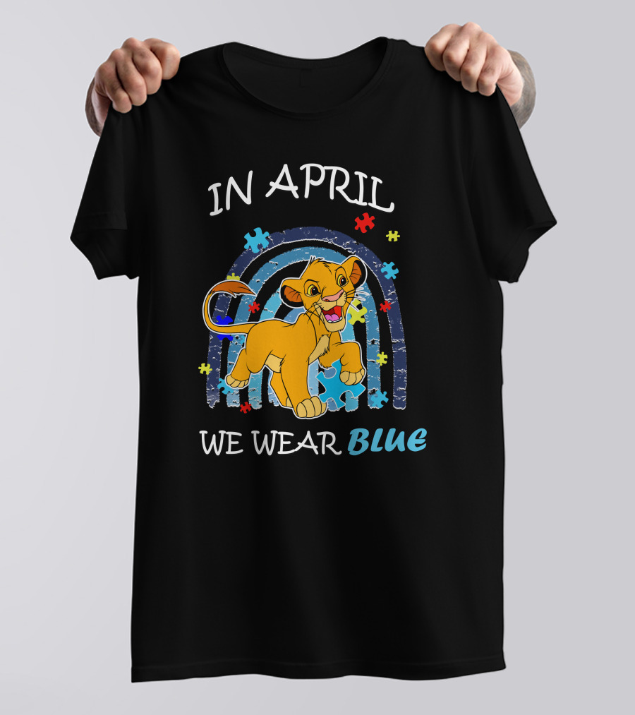 In April We Wear Blue Simba Autism Awareness T-Shirt