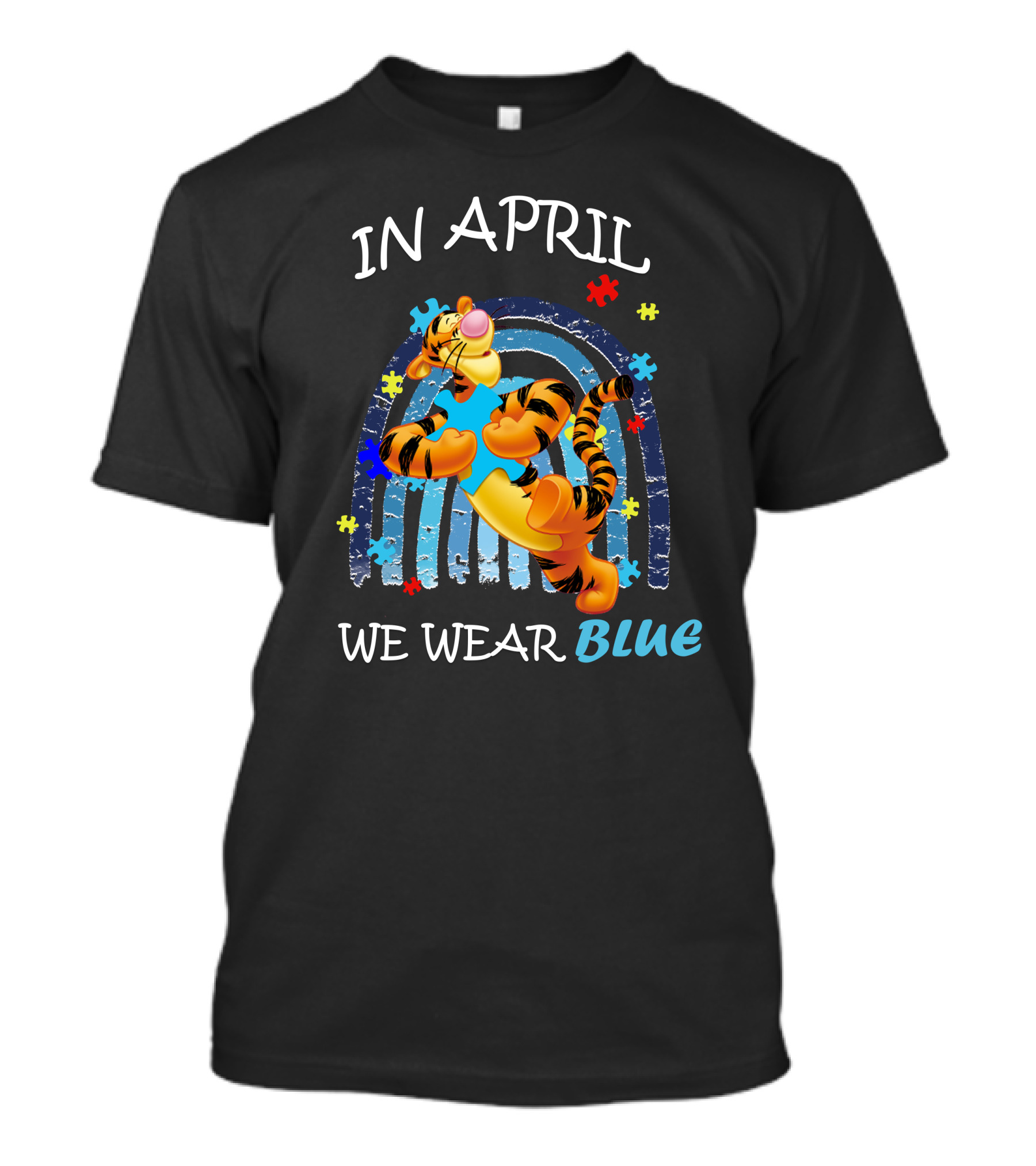 In April We Wear Blue Tigger Autism Awareness T-Shirt