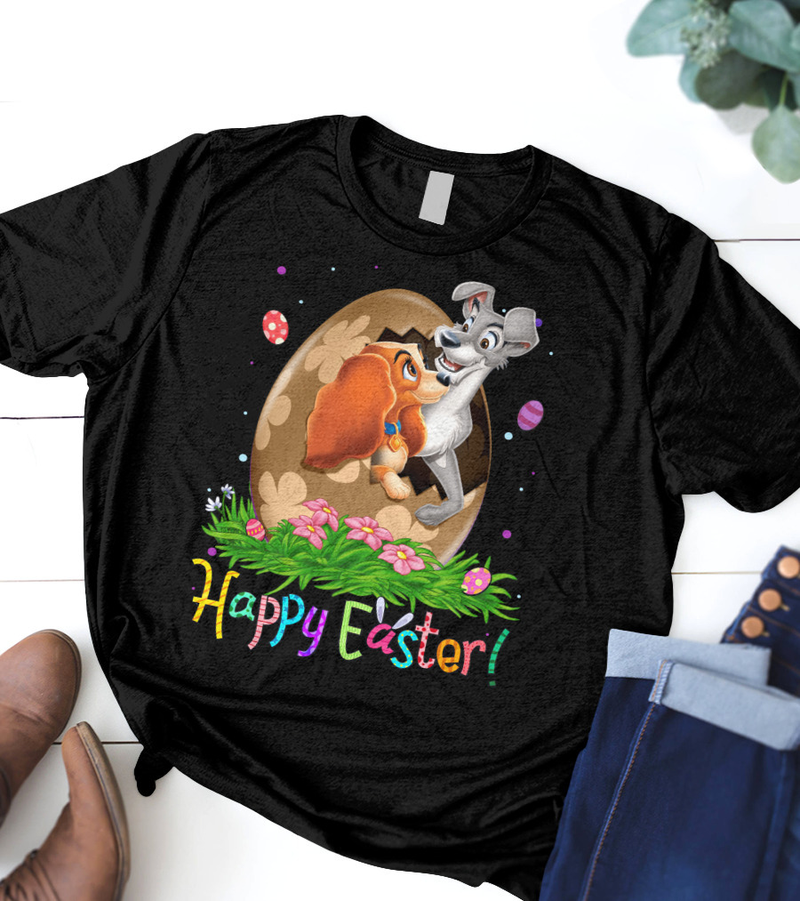 Happy Easter Lady And The Tramp Egg Scene T-Shirt