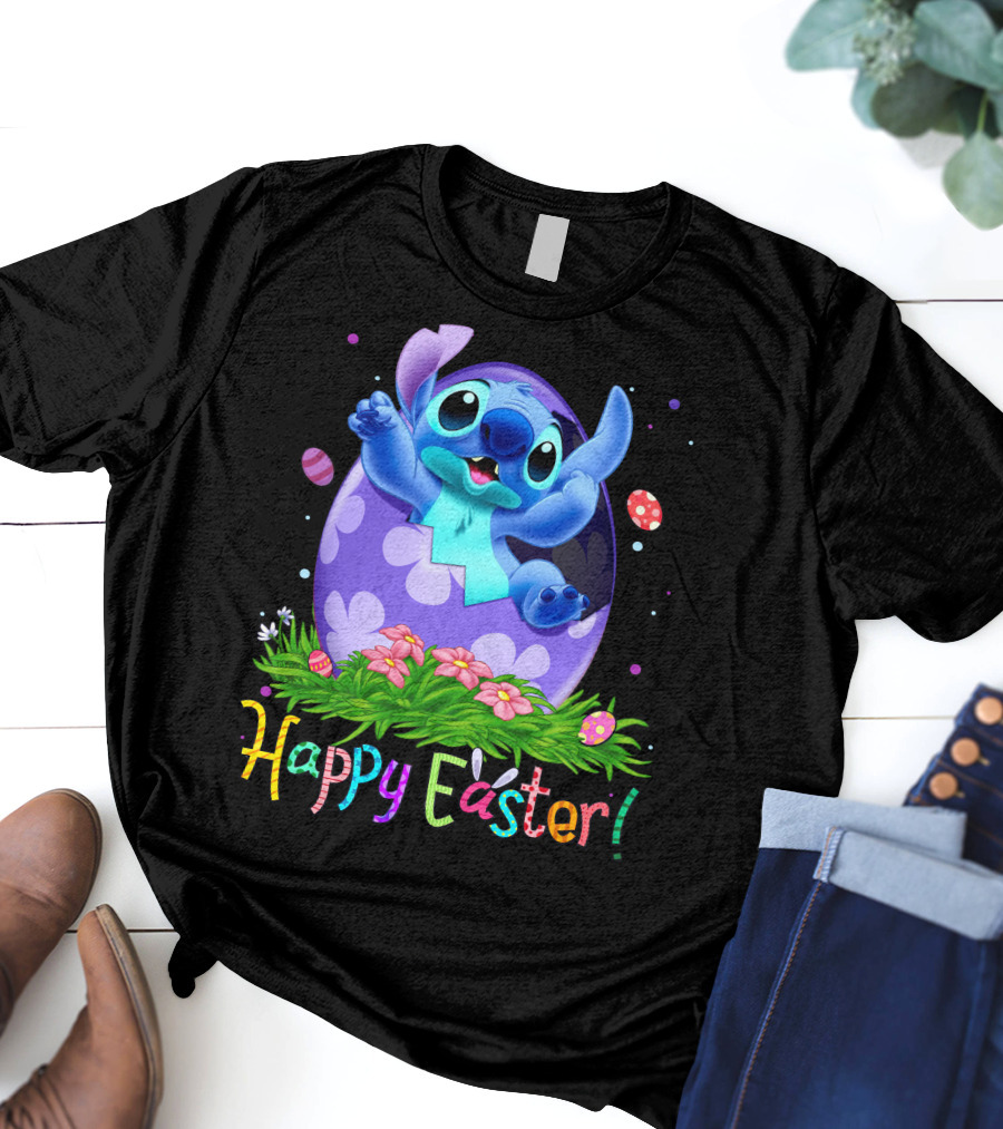Stitch Happy Easter Egg Celebration T-Shirt