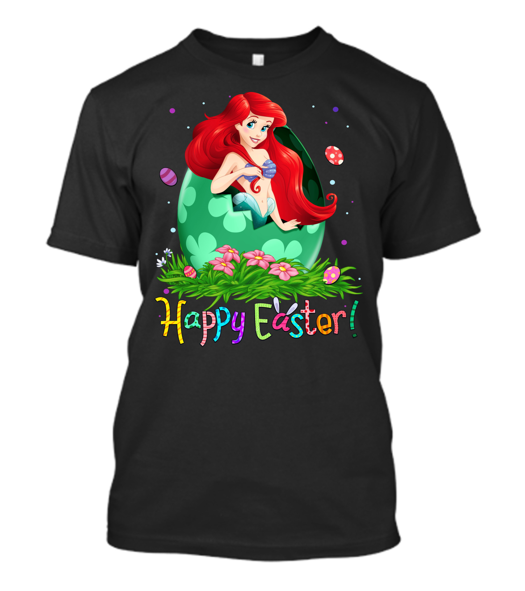 Happy Easter Ariel Egg And Flowers T-Shirt