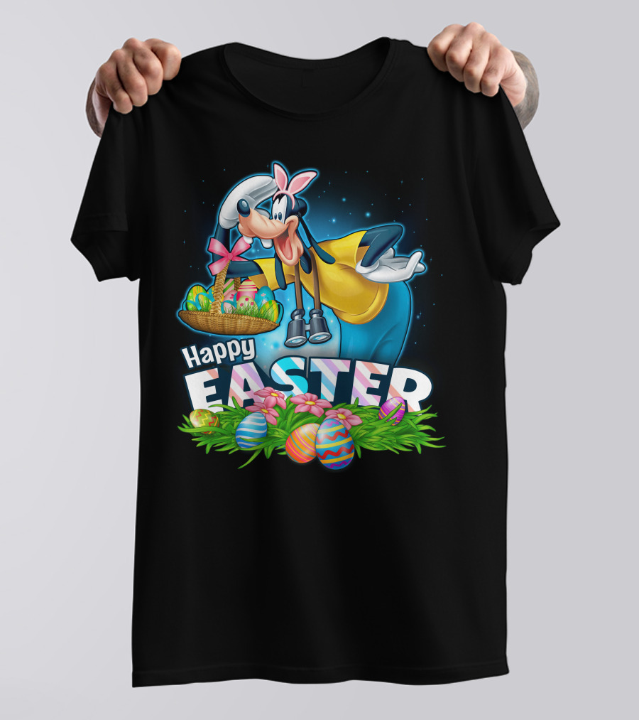 Goofy Happy Easter Basket Of Eggs T-Shirt