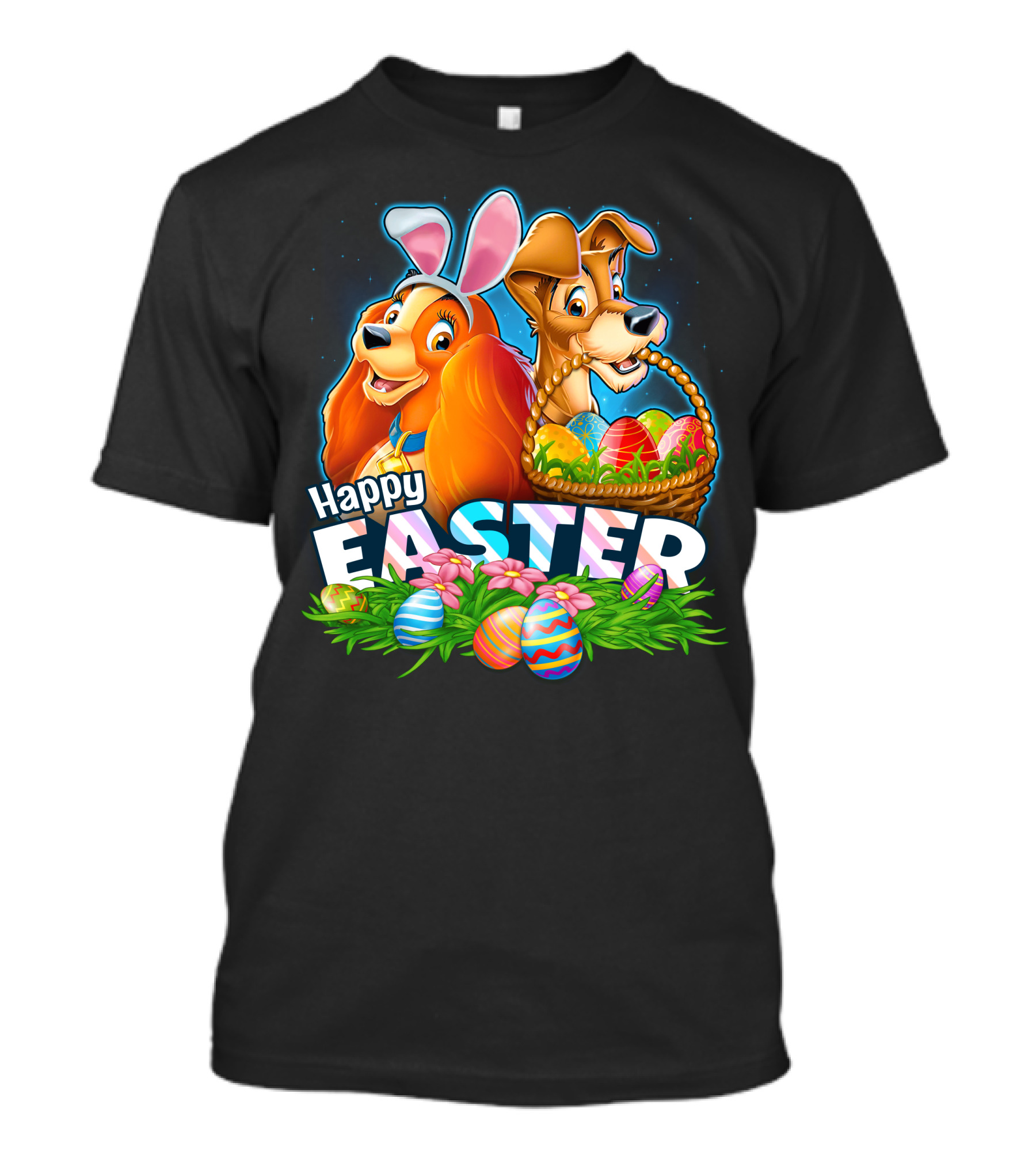 LADY AND THE TRAMP Happy Easter Bunny Ears Basket Eggs T-Shirt