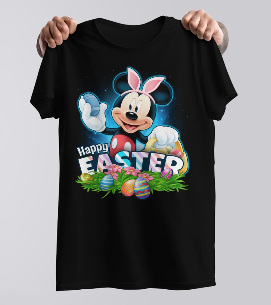 Mickey Mouse Happy Easter Bunny Ears Basket Eggs T-Shirt