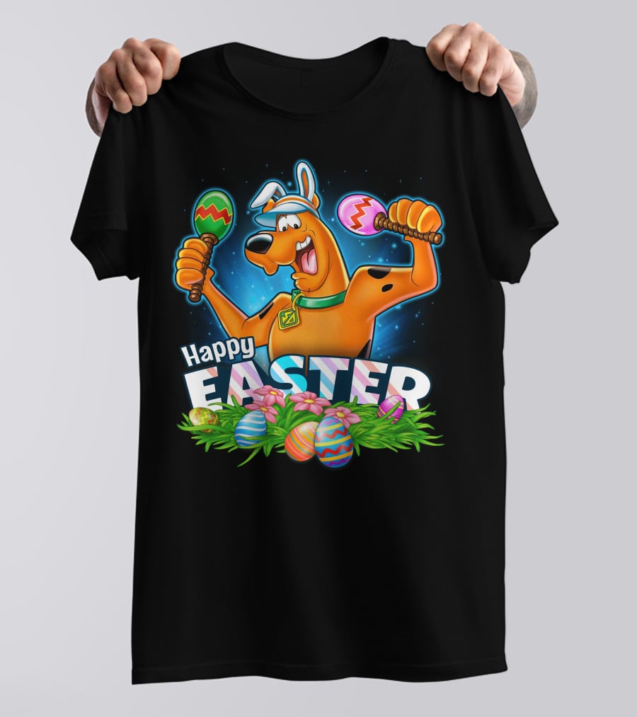 Scooby Doo Celebrates Happy Easter With Colorful Eggs And Maracas T-Shirt