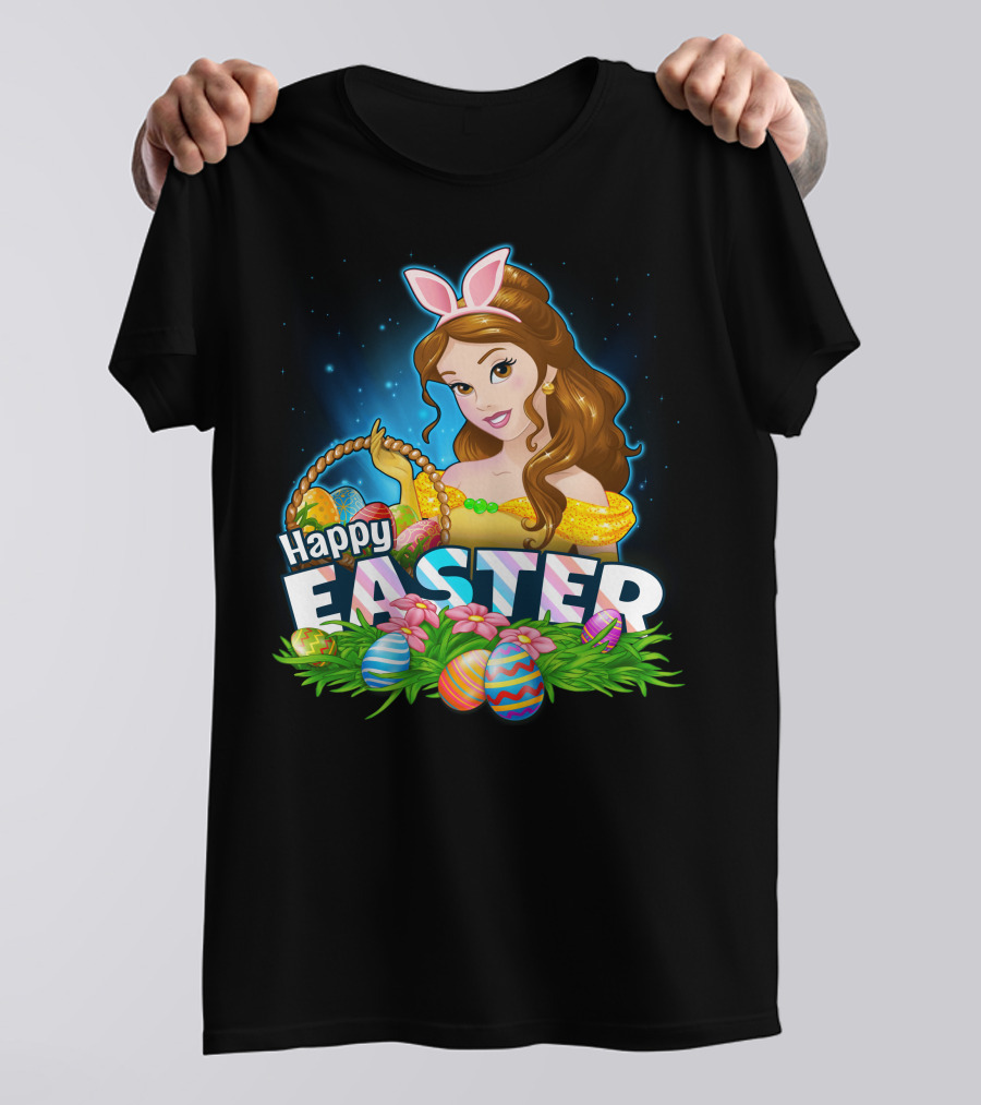 BELLA Happy Easter Basket With Decorative Eggs And Bunny Ears T-Shirt