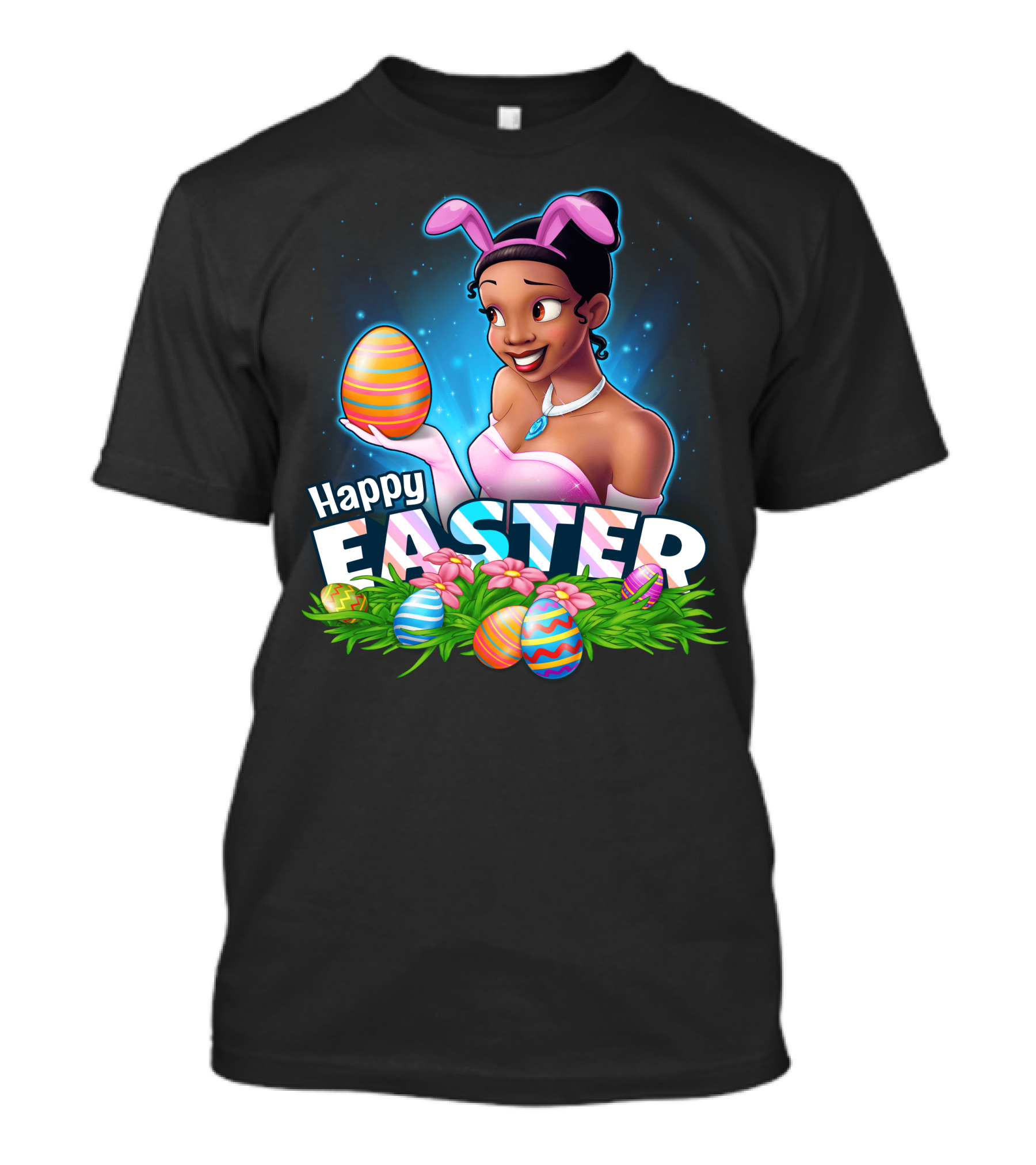 TIANA Happy Easter Colorful Eggs And Bunny Ears T-Shirt